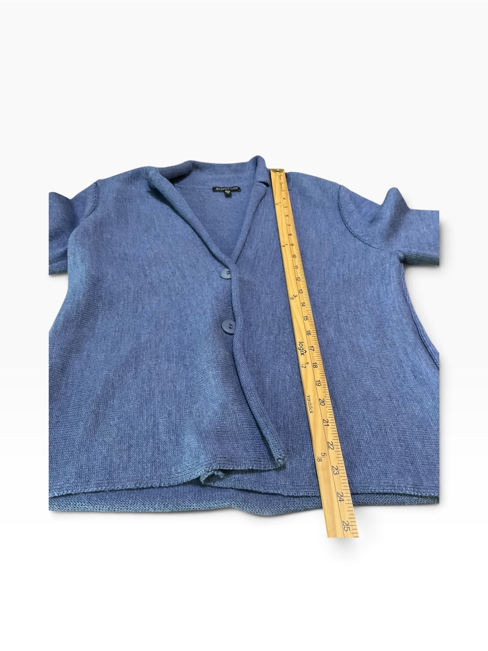 Eileen Fisher Blue 100% Merino Wool Button Front Cardigan Sweater S - Picture 7 of 8